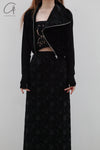 OUDE WAAG lace stitching tube top top OW-23SS-TP01 black